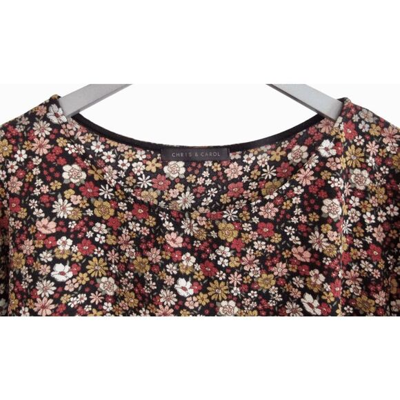Chris & Carol Floral Short Sleeve Top Sz 1X - Picture 2 of 4